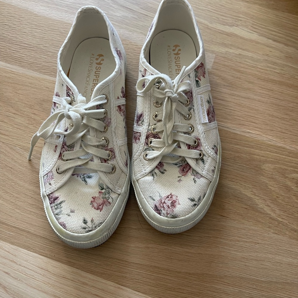 LoveShackFancy x Superga Women's Floral Canvas Sneakers - White size 39